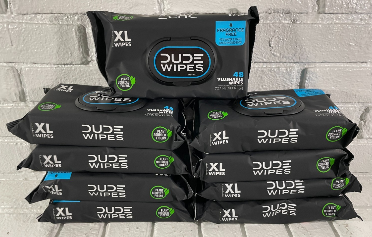 NEW XL DUDE WIPES FLUSHABLE 7″ x 7″ FRAGRANCE FREE 9 PACKS (432) WIPES USA MADE