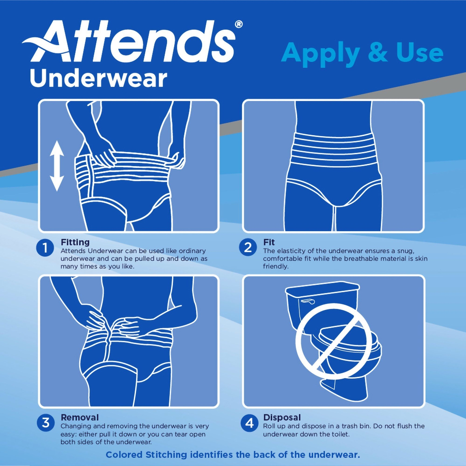 Attends Care Adult Moderate Absorbent Underwear, Medium, White (CS/100)