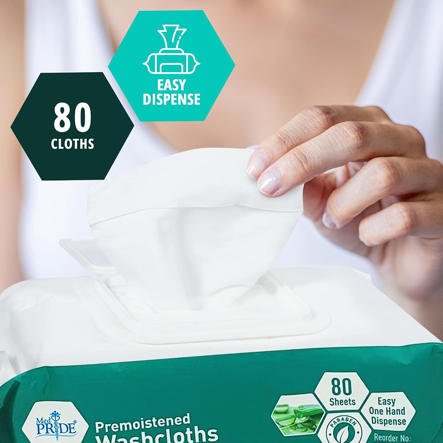 80 Pack Disposable Premoistened Washcloths MED PRIDE