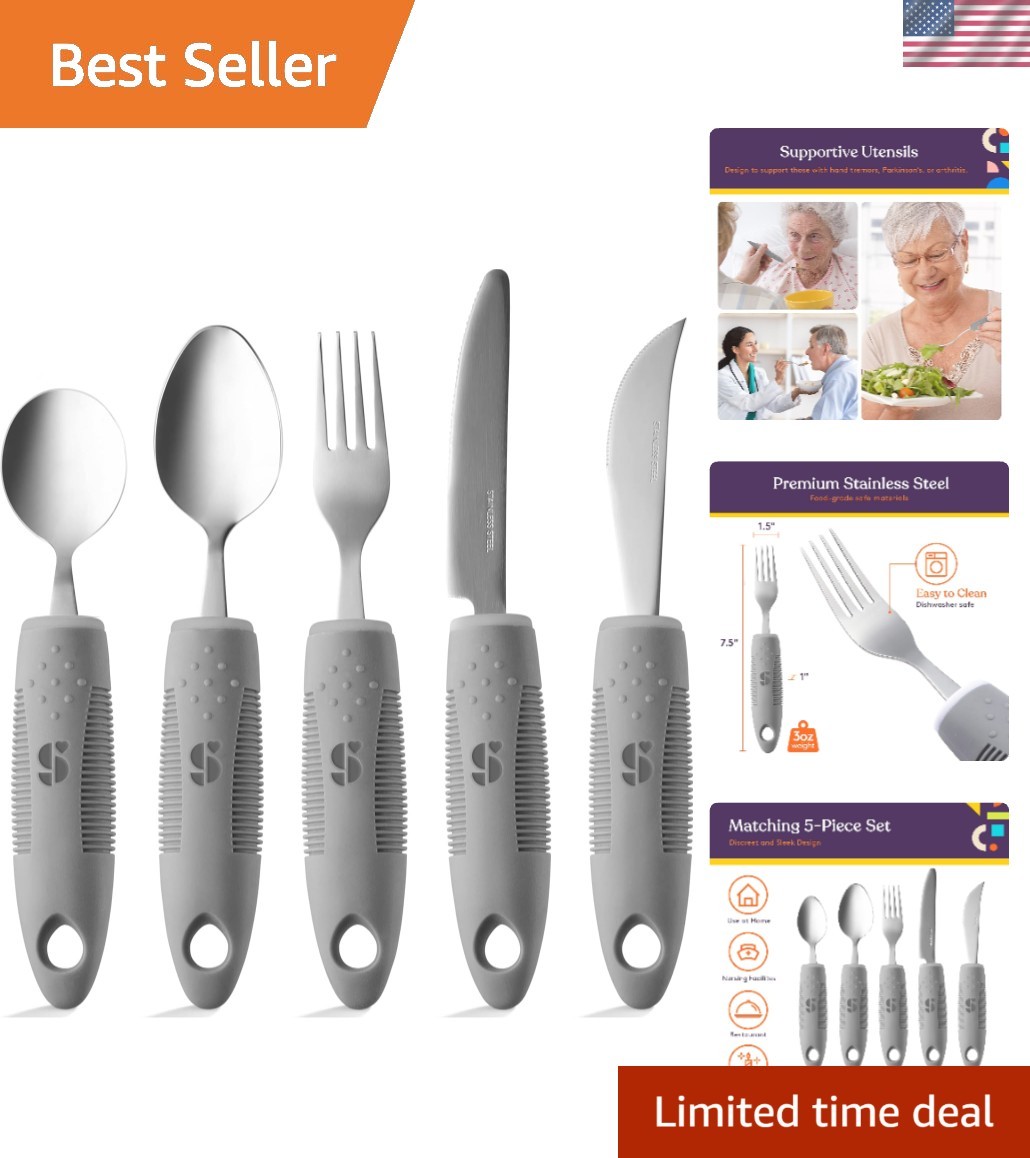 Adaptive 5-Piece Kitchen Utensil Set – Non-Slip, Wide Handles for Easy Grip