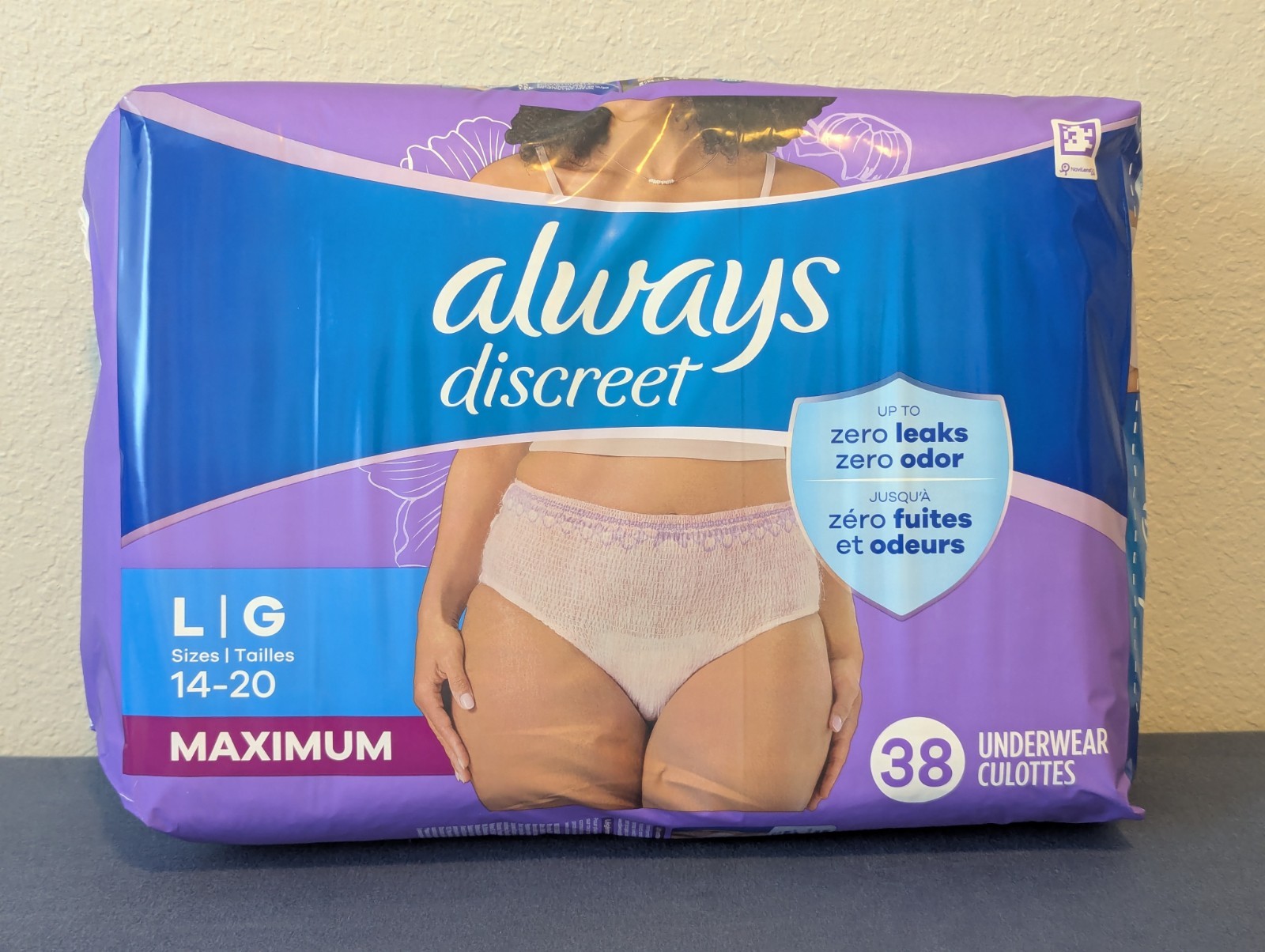Always Discreet Incontinence Postpartum Underwear Women Large 38 Count