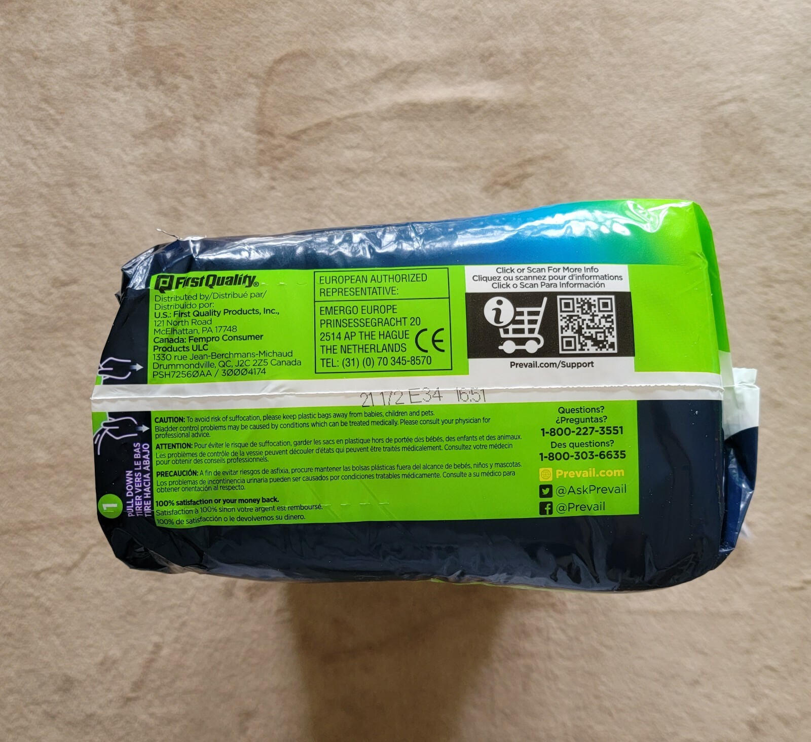 Prevail Per-Fit Daily Underwear Medium 34″ – 46″ 60 Count PF-512 3 Packs of 20 D