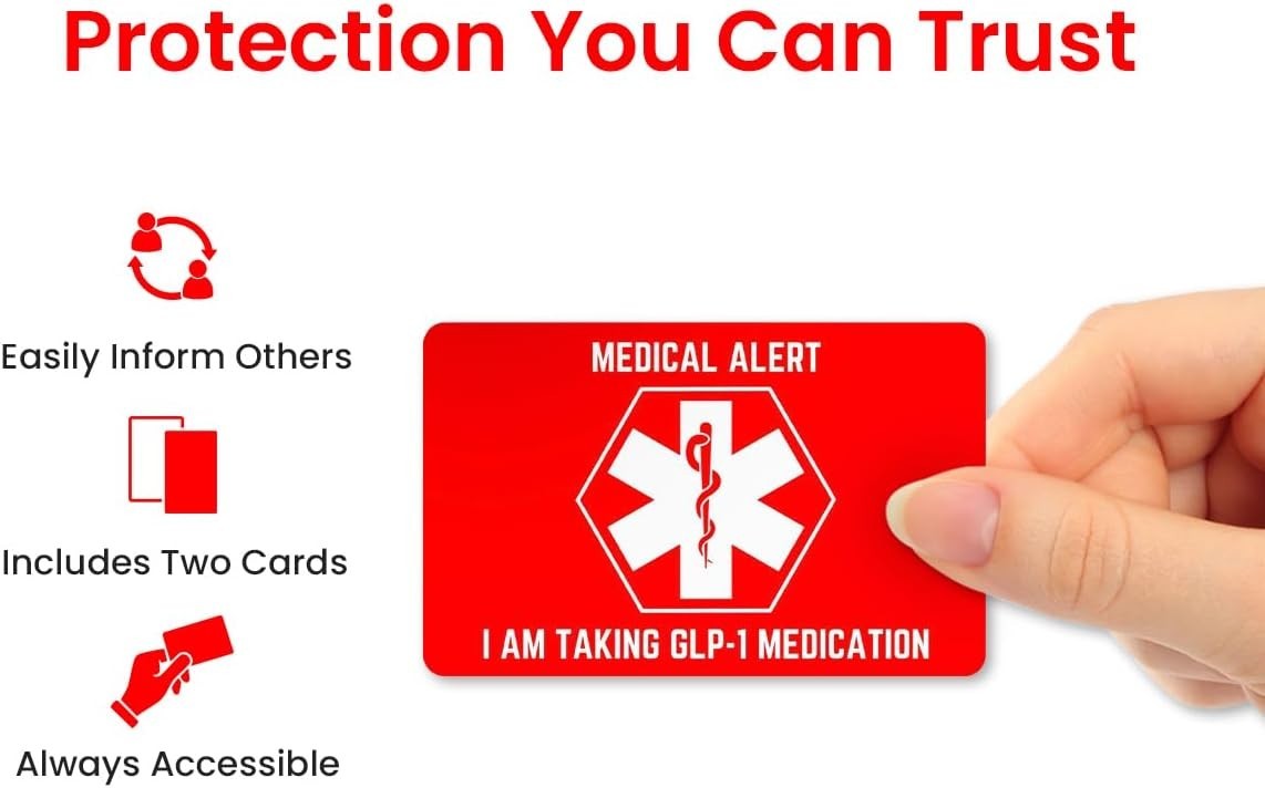 GLP Medical Alert Wallet Card for Emergency & Medication Awareness, Set of 2