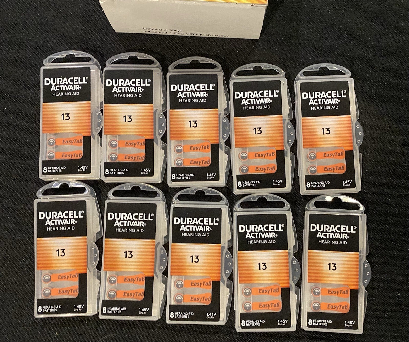 80 Duracell Size 13 Activair Hearing Aid Batteries Exp 08/2029 New EASYTAB!