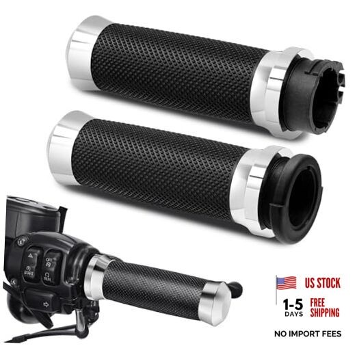 1inch Handlebar Grips, Cable Throttle Control Hand Grips Fit for Harley Chrome