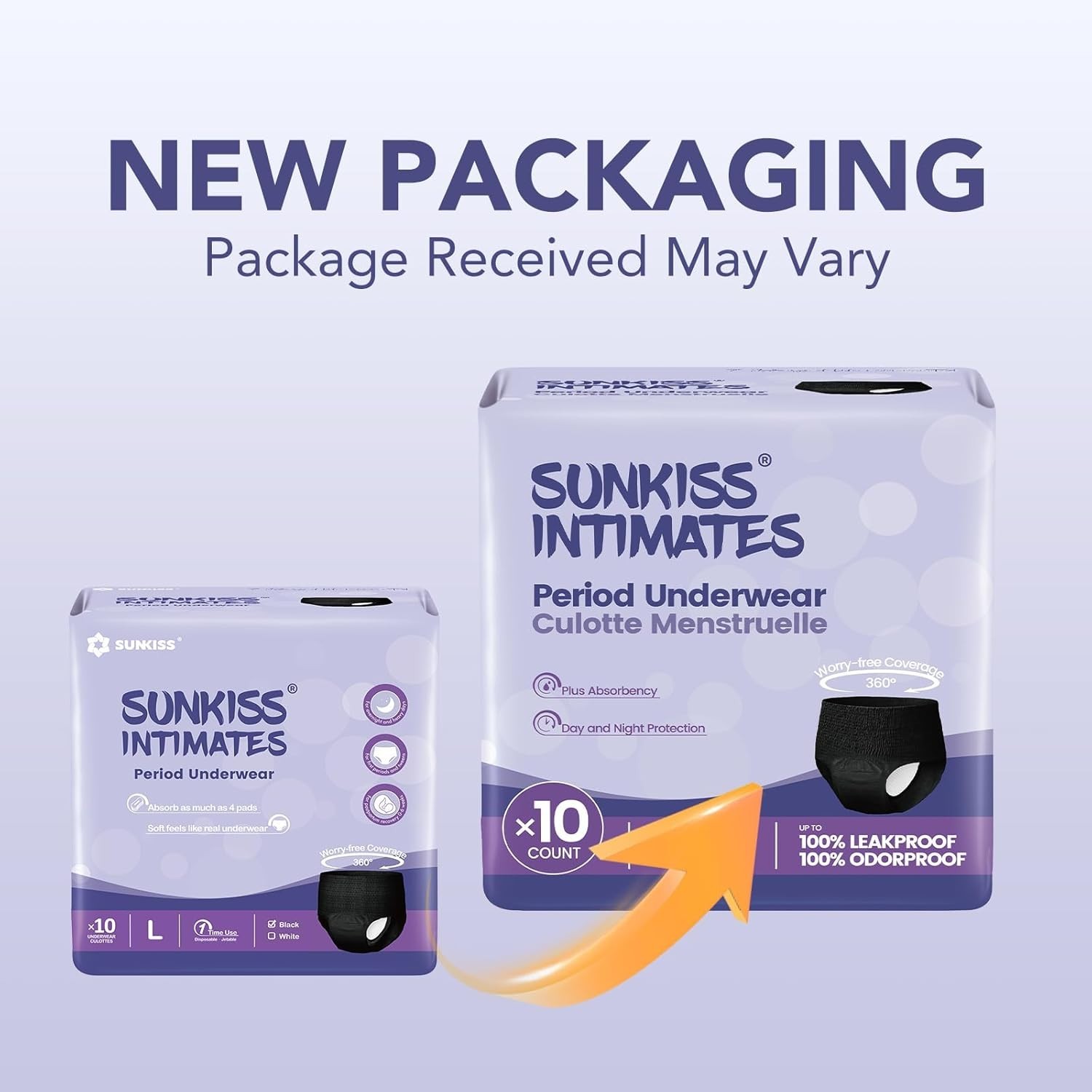 10 Count Disposable Period Underwear for Heavy Flow – Low-Rise Black Comfort
