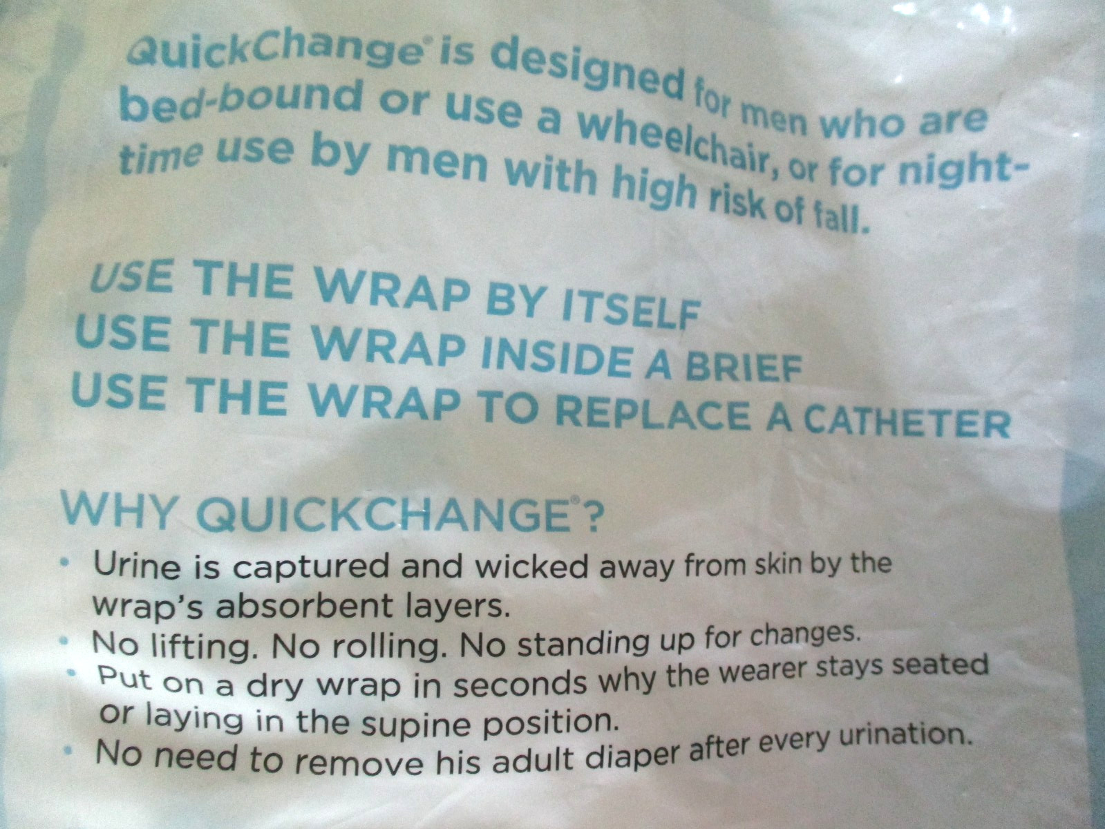 QuickChange Male Incontinence Wrap Maximum Absorbency One Size 35 CT