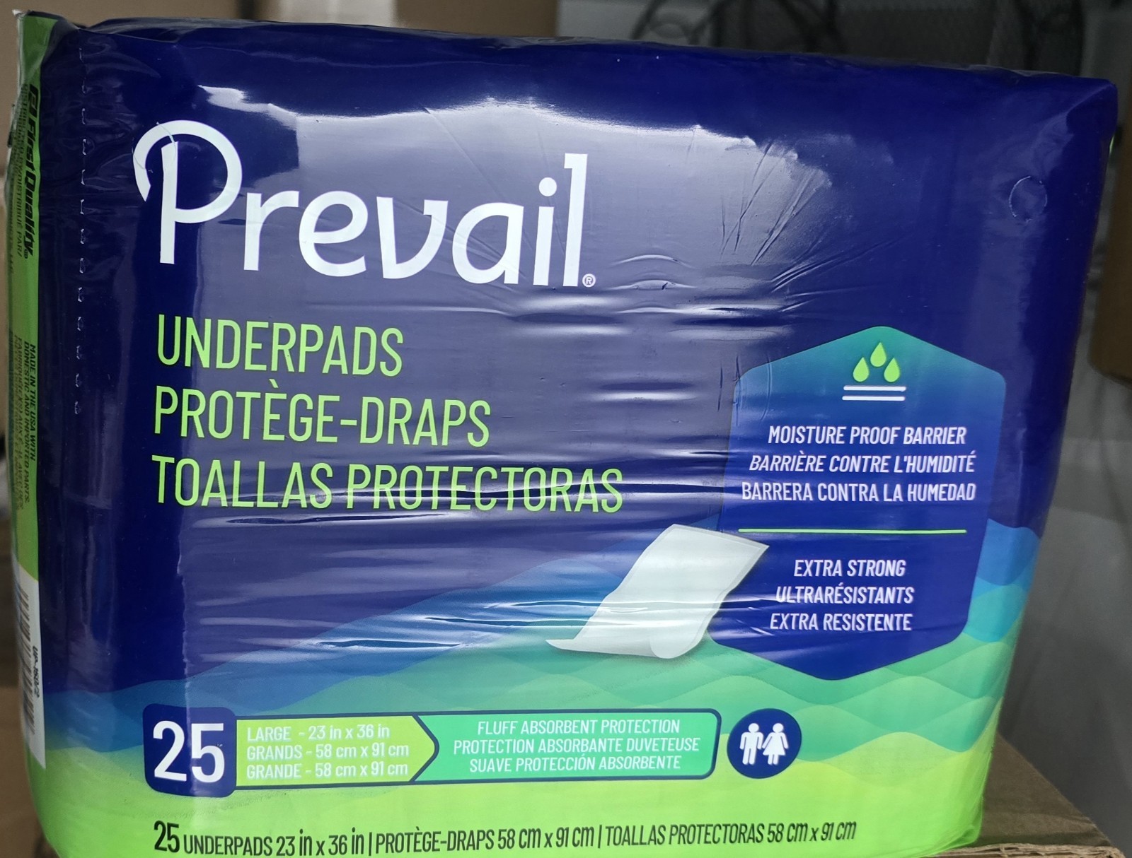 Prevail Underpads Extra Strong Absorbency Moisture Proof Barrier 25 Count