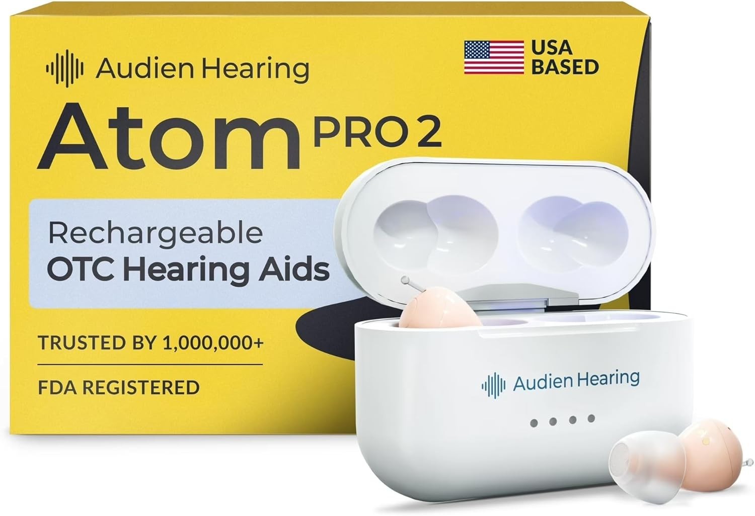 Audien Atom Pro 2 Rechargeable OTC Hearing Aid ITE Certified Refurbished