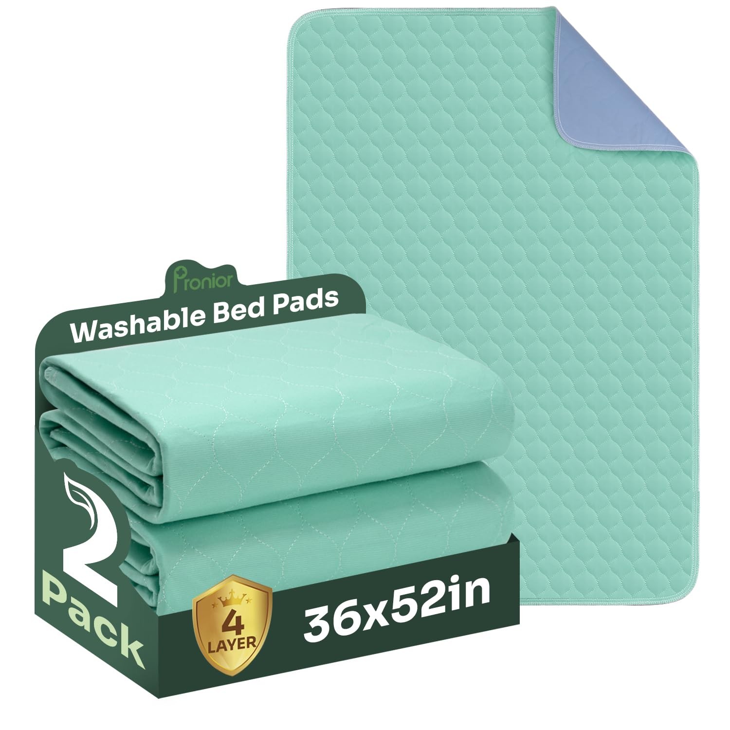 2 Pack 36×52 Inch Hide Stains Bed Pads Washable Waterproof for Incontinence