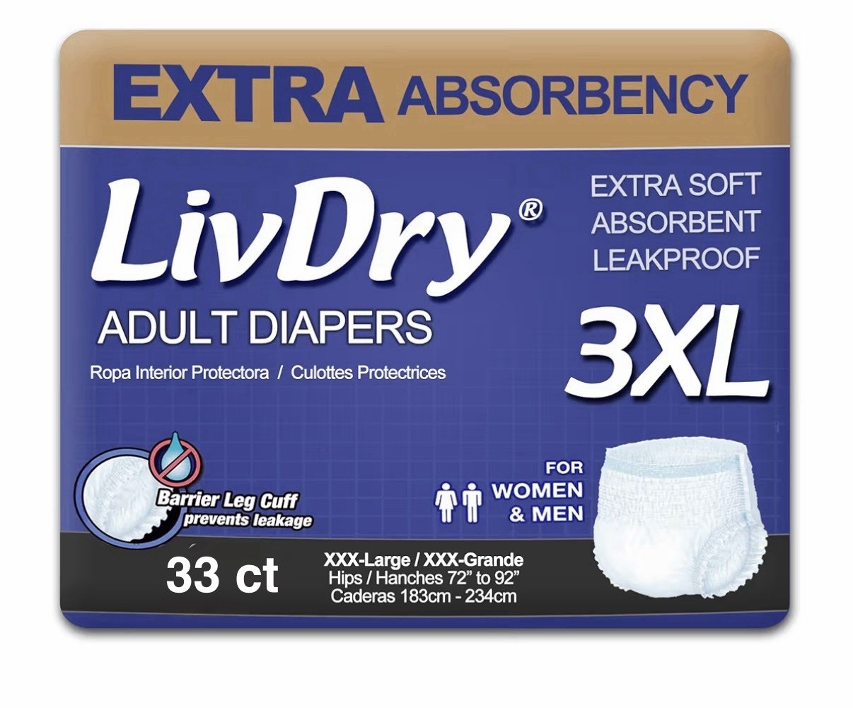LivDry Adult adult diapers Disposable Underwear, (XXX-Large (33 Count total)).