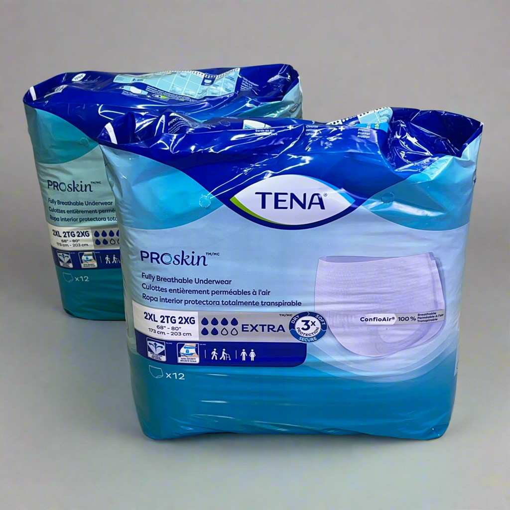 TENA (2 PACK, 12 PAIRS EACH) Disposable Extra Absorbent Underwear 2XL 68″-80″