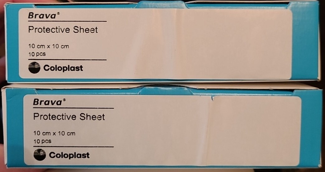 Lot of 2 Coloplast 032105 Brava Skin Barrier Protective Sheet 4 x 4in 10 per Box