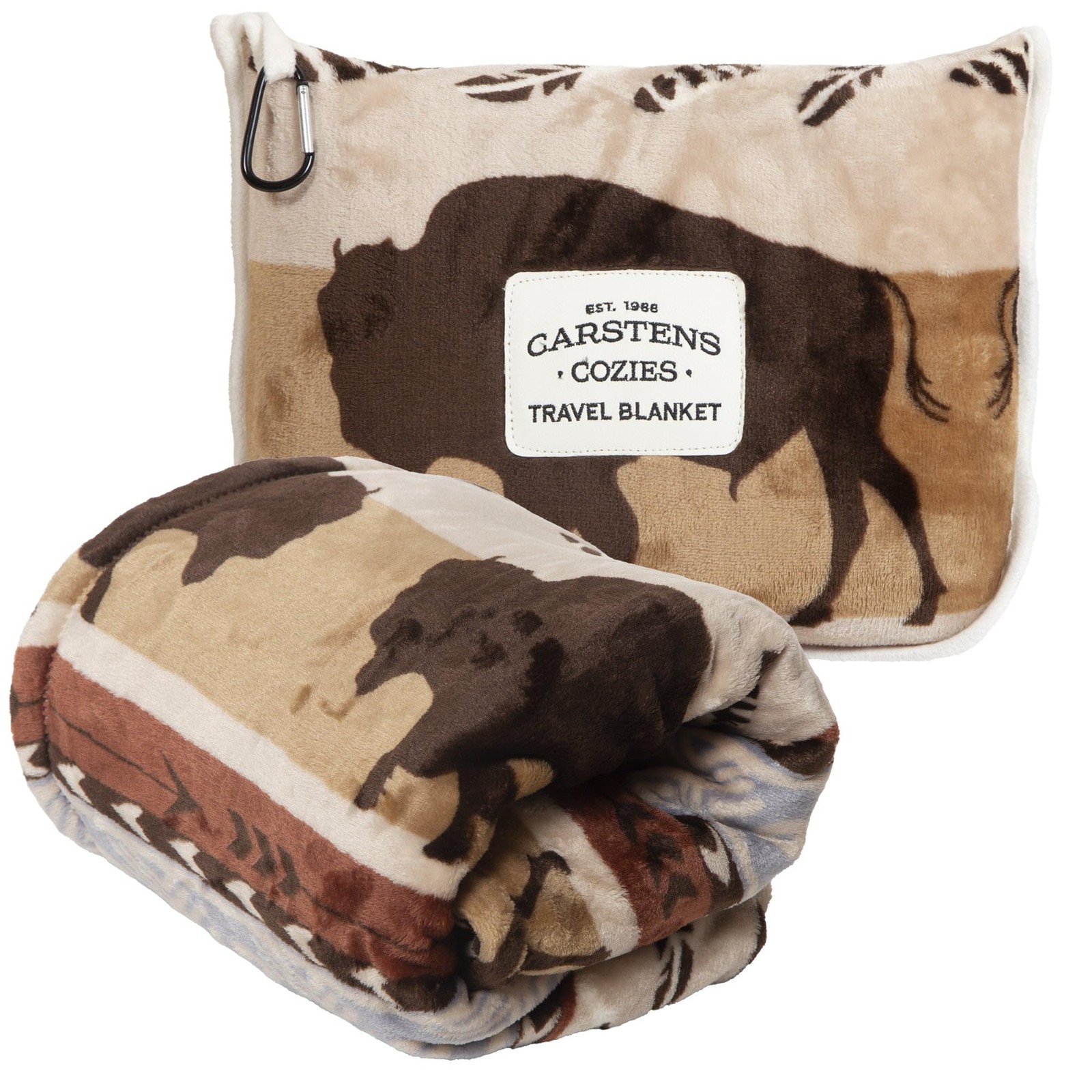 CARSTENS, INC. Travel Blanket, Premium 60 inches by 50 inches, Buffalo Stripe