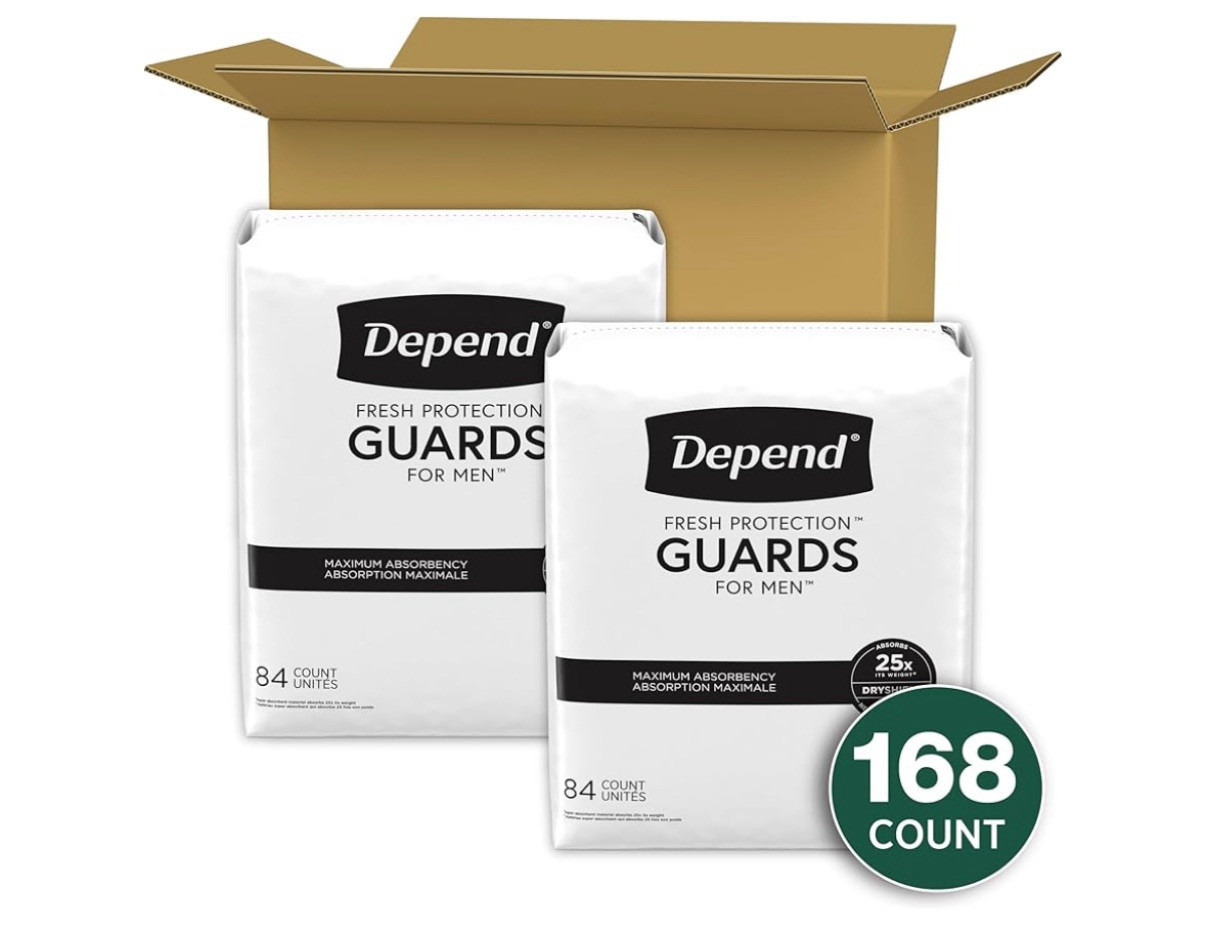 Depend Incontinence Guards/Bladder Control Pads for Men, Maximum Absorbency, 168