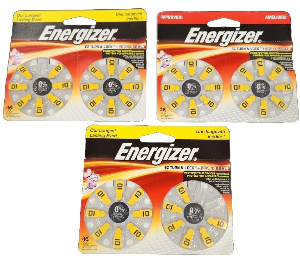 45 Energizer EZ Turn & Lock Size 10 Hearing Aid Batteries Check Expiration Date
