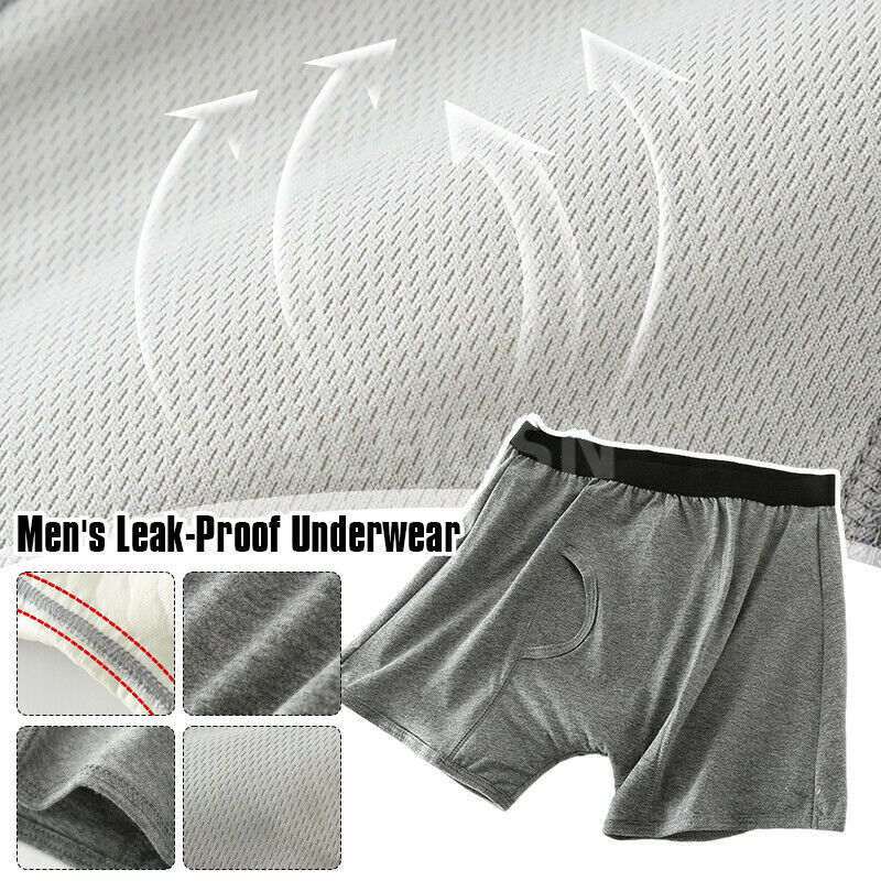 2PC Men Leak-Proof Underwears Underpants Leakage Prevention for Elderly Patients