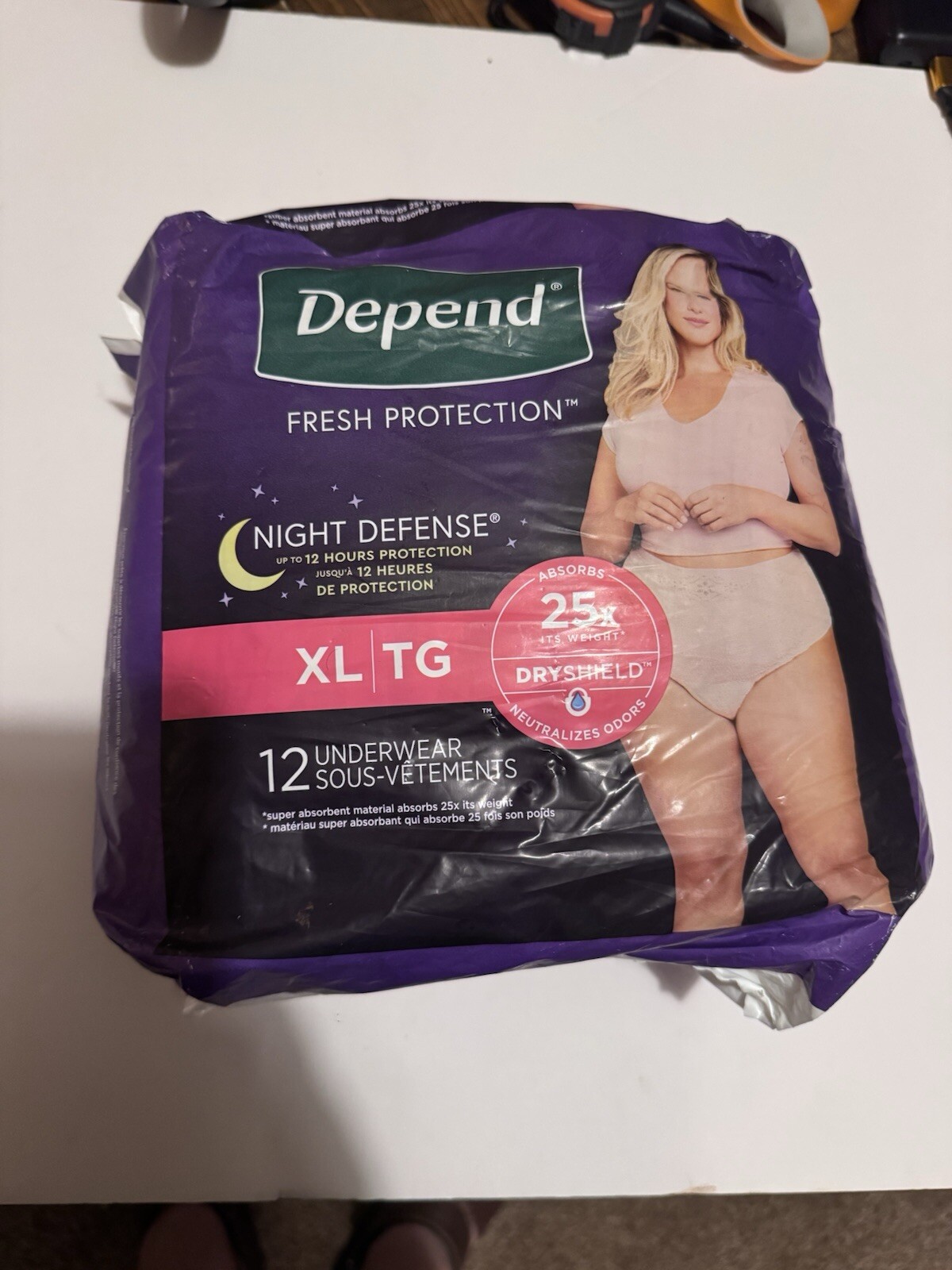 Depend Night Defense Adult Incontinence Underwear for Women – XL – TG – 12 Count