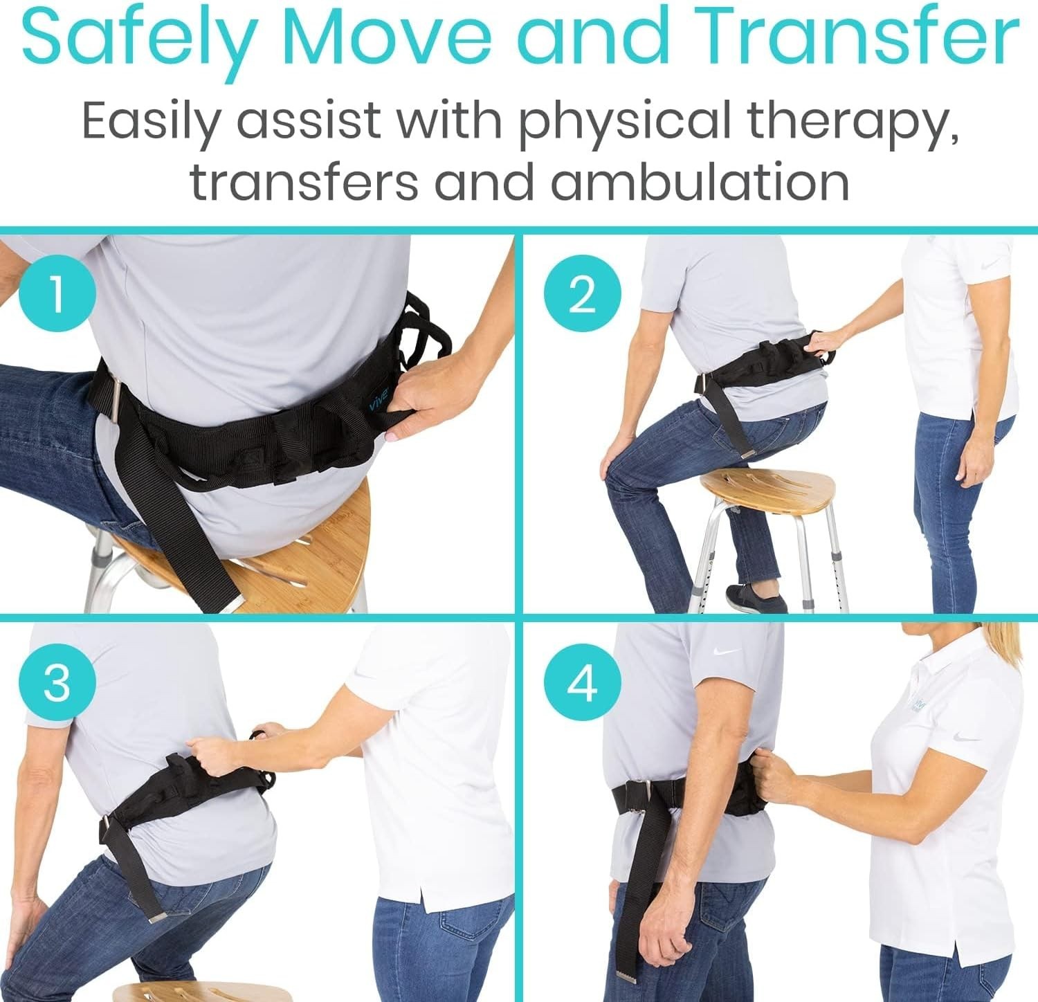 Adjustable Patient Transfer Belt – 350 lbs Support with Quick-Release Buckle