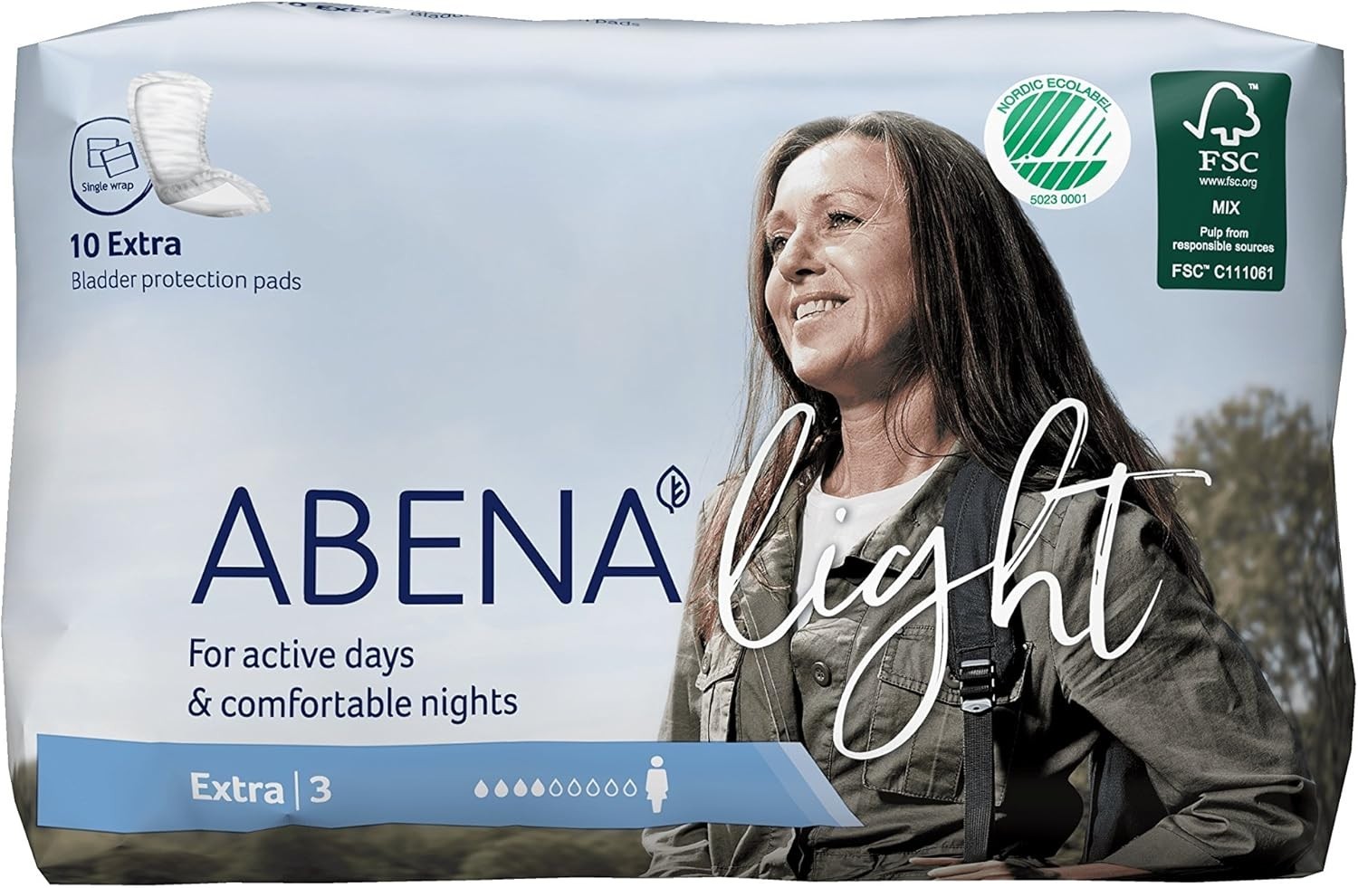 Light Incontinence Pads, Sizes 0 To 4A Size 3, 10 Count