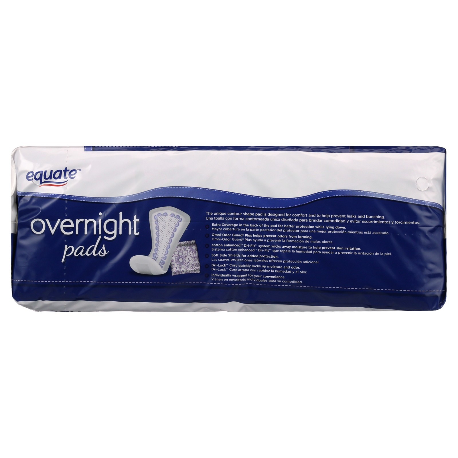 120 Count Equate Options Women’s Incontinence Pads, Unscented, Overnight