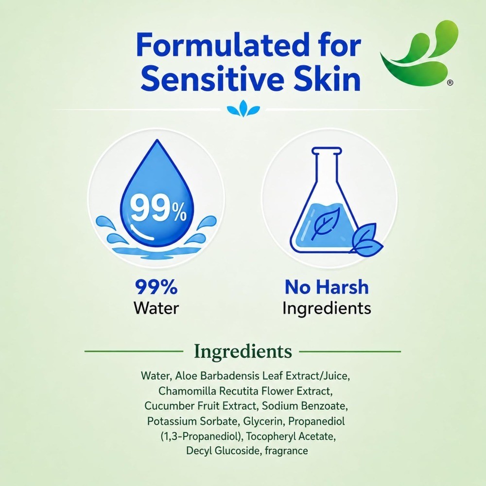 Flushable Wipes, Aloe, Cucumber and Chamomile, Sewer & Septic Safe, Extra Large