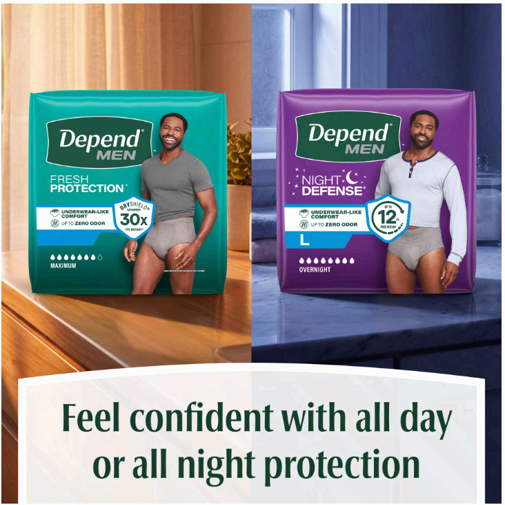 Depend Fresh Protection Incontinence Underwear for Men, Adult, XL, 68 Count