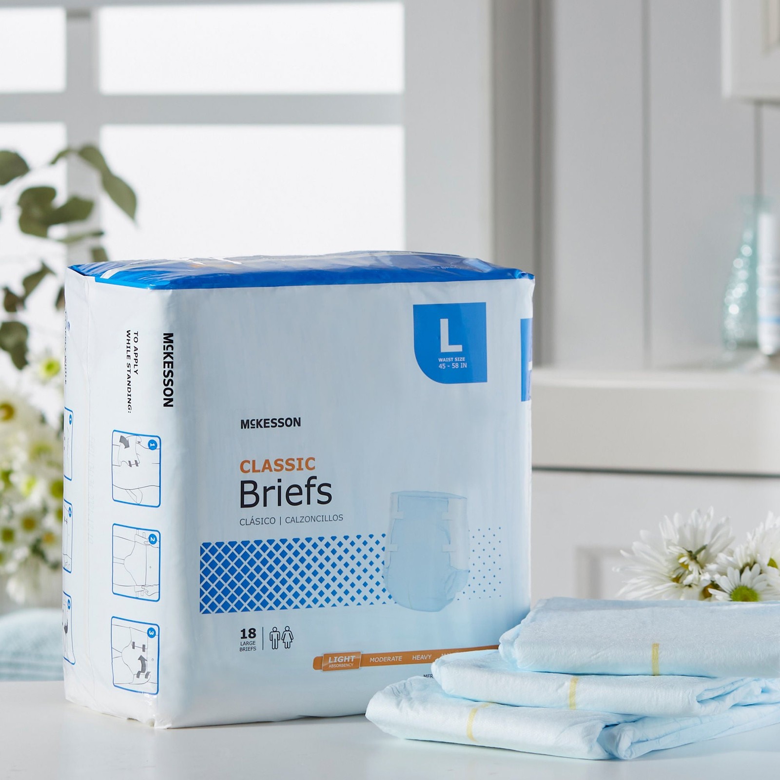 18 McKesson Adult Disposable Diaper Briefs Underwear L Tab Closure Cloth-Like