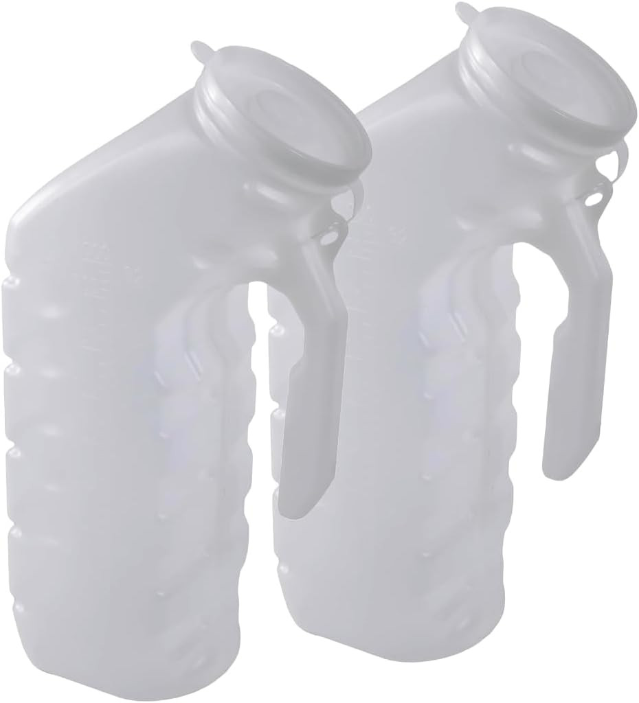 Male Urinal with Cover and Handle Portable Handheld Overnight Pee Bottles for…