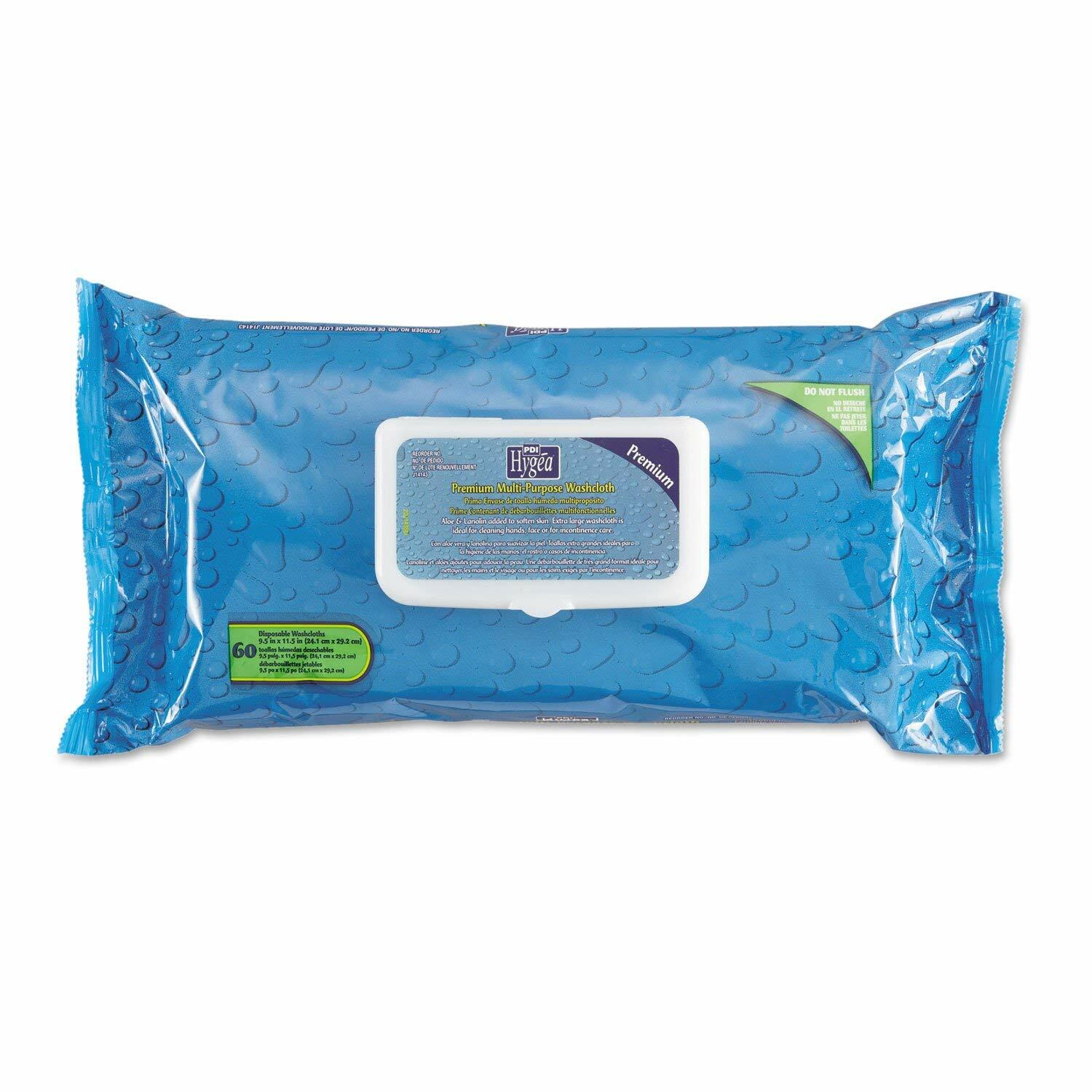 *1-Pack* PDI Hygea Premium Multi-Purpose 9.5″ x 11.5″ Washcloths 60 Piece J14143