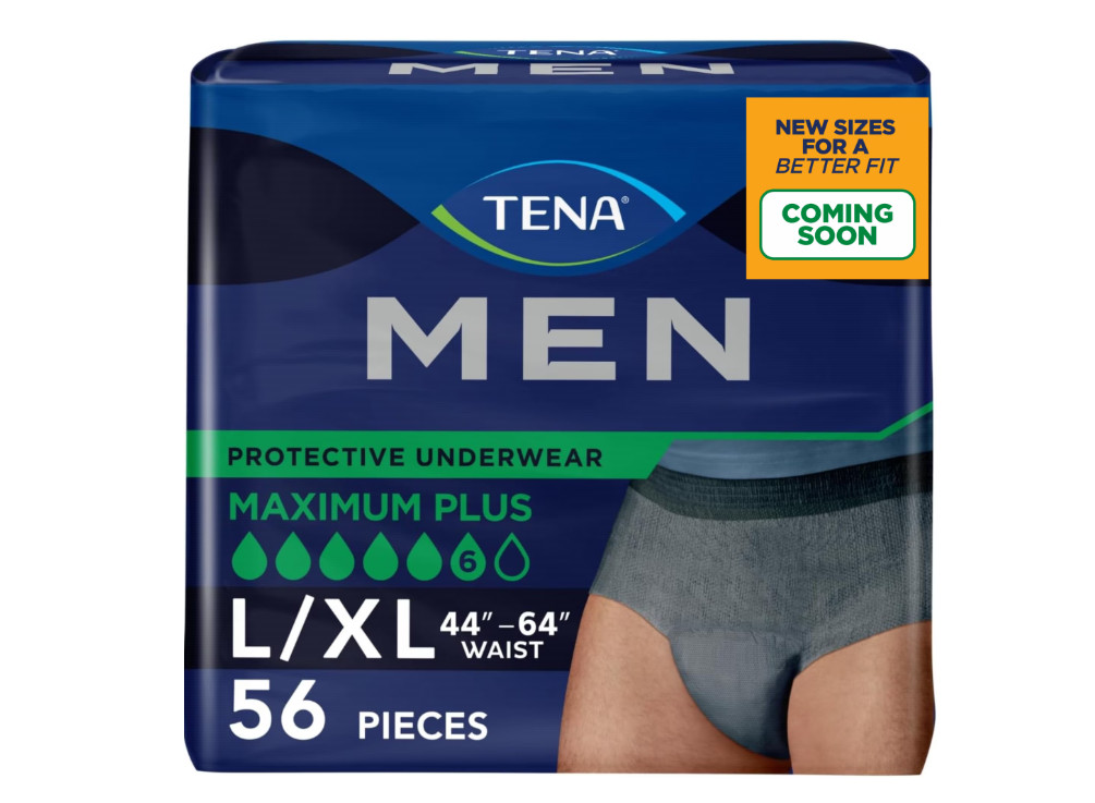 TENA Men Protective Underwear Maximum Plus L/XL 56 Ct 44-64 Incontinence