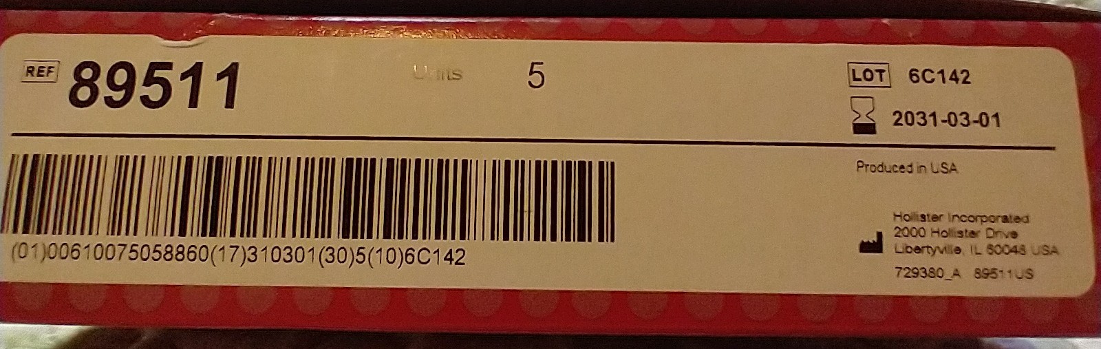 HOLLISTER 89511 OSTOMY POUCH 1 PIECE DRAINABLE SOFT CONVEX 2-1/8″ NEW EXP 2031