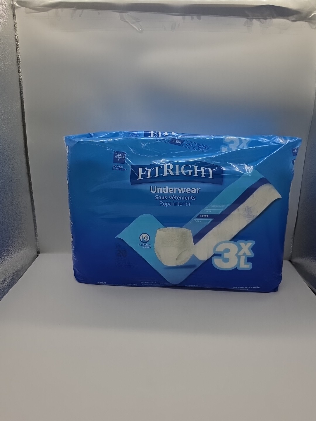 Case Medline FitRight 3XL 75-94” ULTRA Underwear 80 Count 4 Bags Of 20