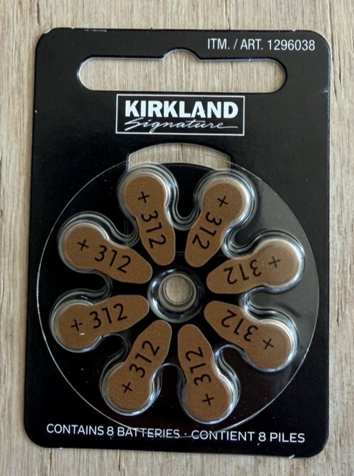 Kirkland Signature Hearing Aid Batteries Size 312 ,8 Pack New, FREE SHIPPING