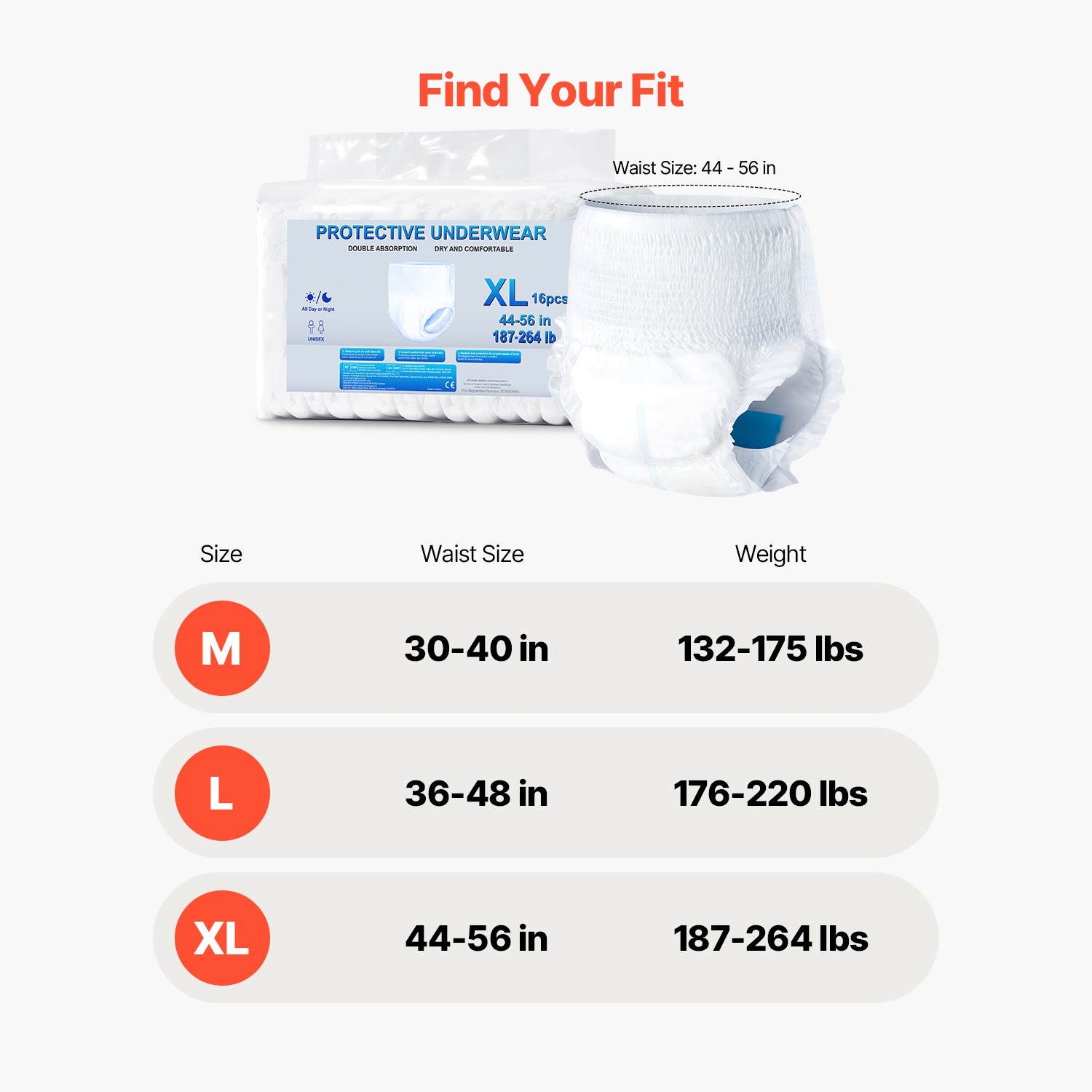 Uimoso Adult Incontinence Underwear Protective Underwear for Men & Women XL Size