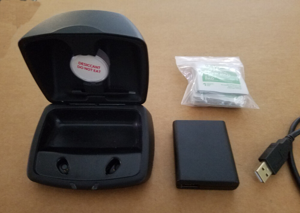 2 Starkey Hearing Aids, Rechargeable, 2 Pair, With Charging Case & Extras