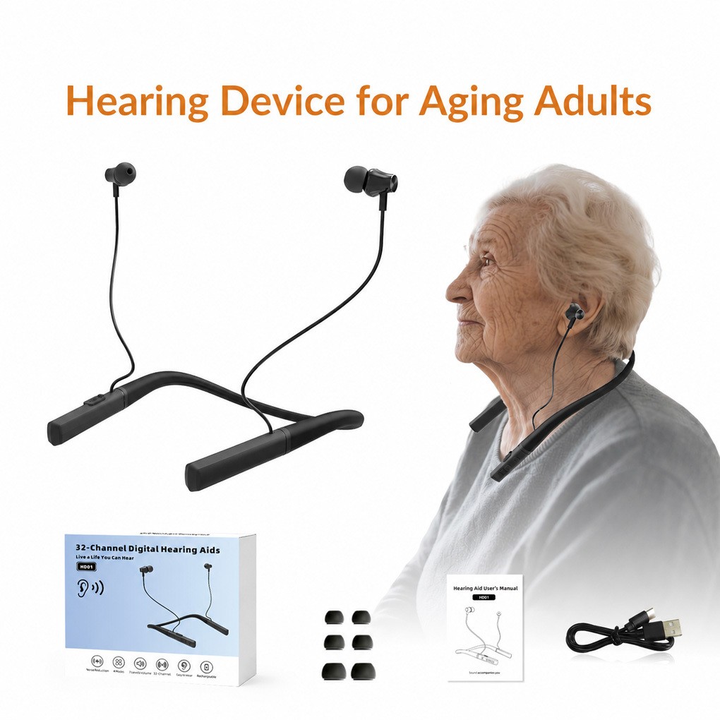 Lightweight Hearing Aid for Seniors with Voice Clarity and Noise Reduction Daily