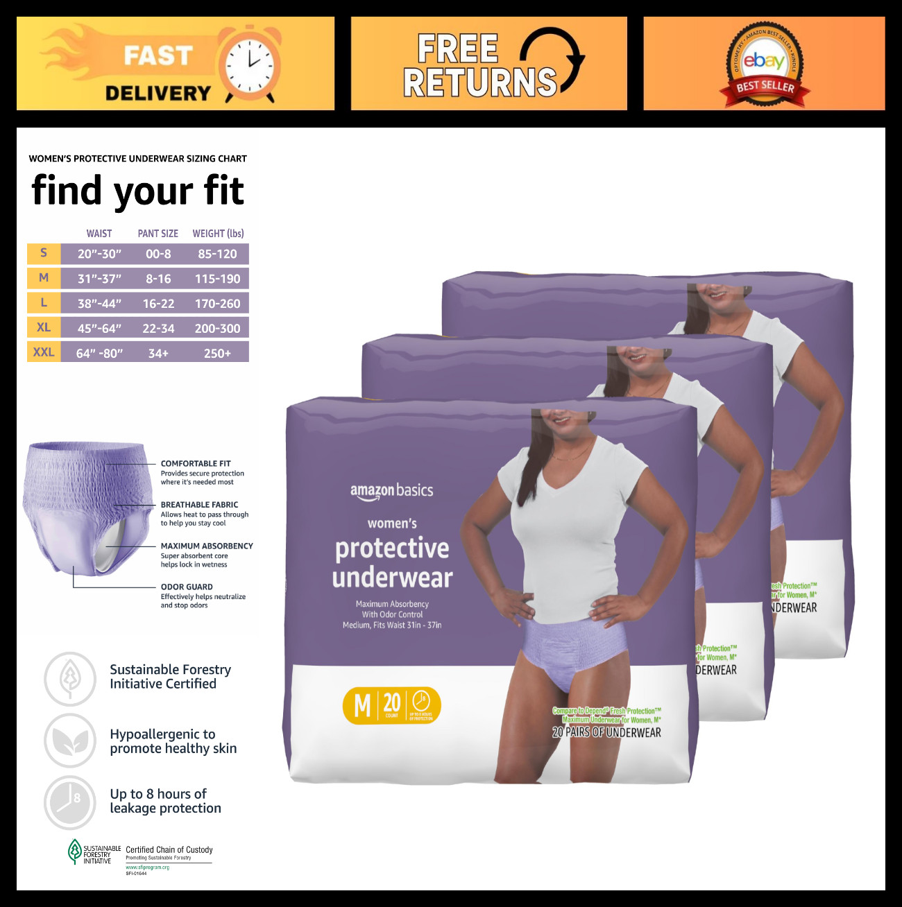 Maximum Absorbency Incontinence Underwear for Women – Disposable, Bladder Leak P