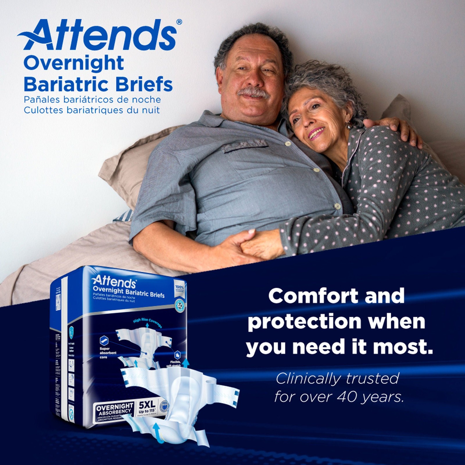 Attends Overnight Bariatric Incontinence Brief 5X-Large Overnight DD70 8 Ct