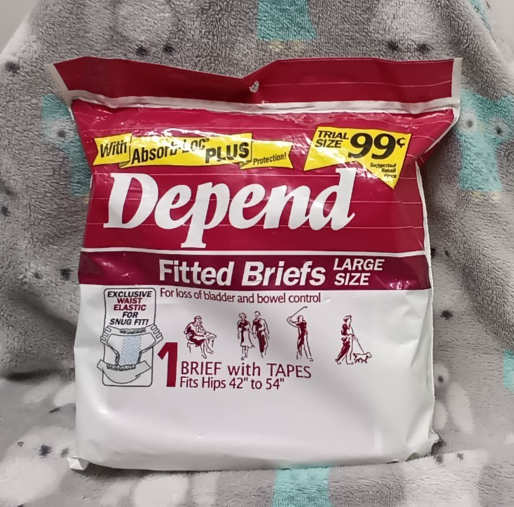 Vintage 1990s Depend Fitted Briefs, ABDL, Size Large, Trial Size, Sealed