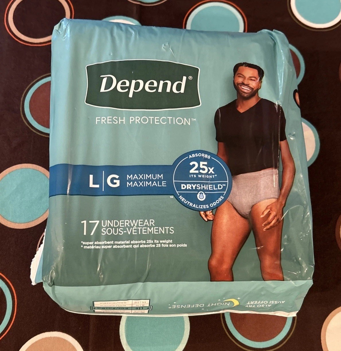 Depend Fresh Protection Men’s Incontinence Underwear Large Maximum 17 Count Grey