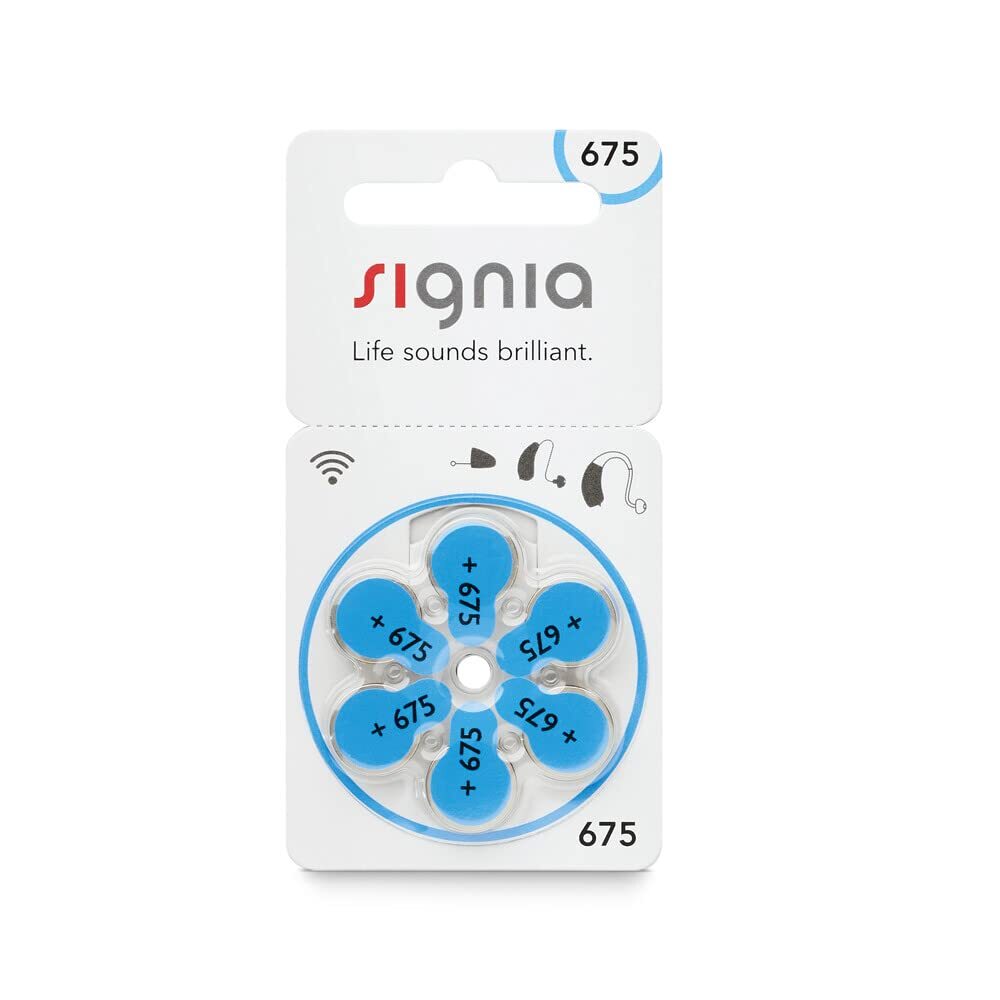 Signia Hearing Aid Batteries, 675 Size Blue Color 6 Batteries Each Set Of 3