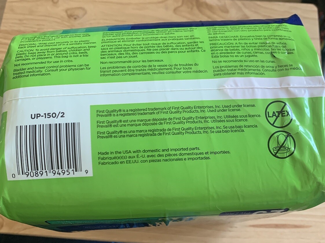 New Prevail Disposable Underpads Extra Strong Fluff Absorbent UP-150/2- 25 Ct