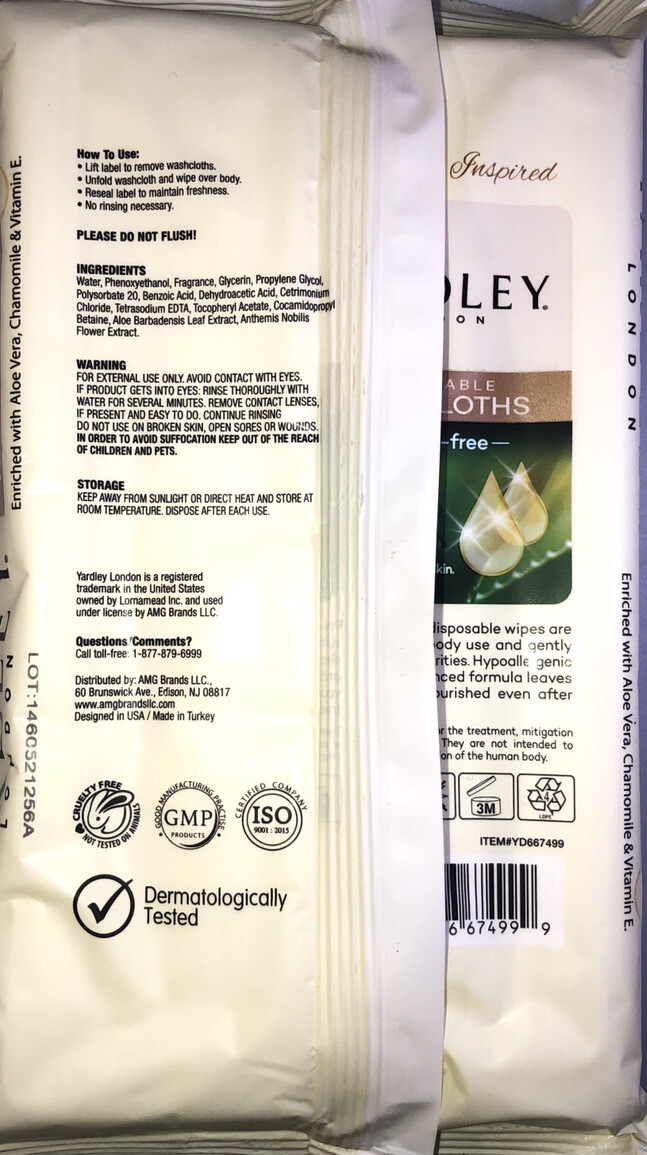 Adult Disposable Washcloths By Yardley London Pk Of 18 Large 12” x 8”-NEW-SHIP24