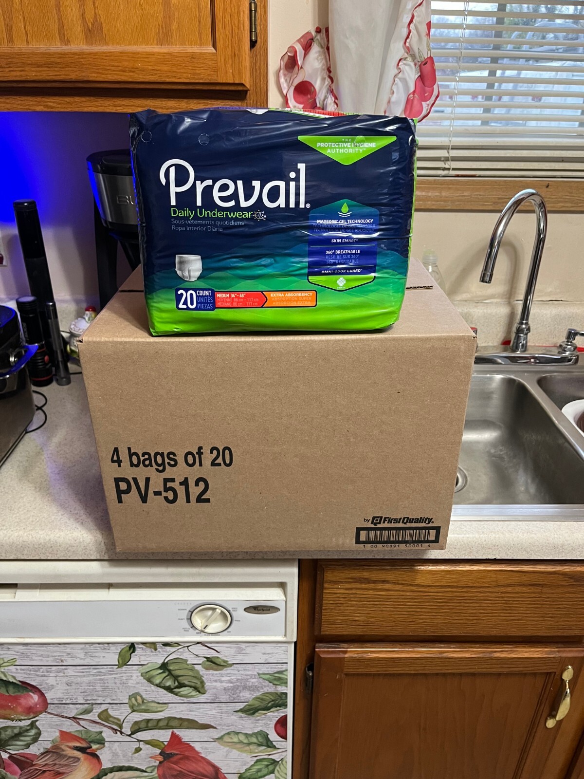 Prevail Daily Underwear MEDIUM Xtra Absorbency Sealed Case of 80 PV-512