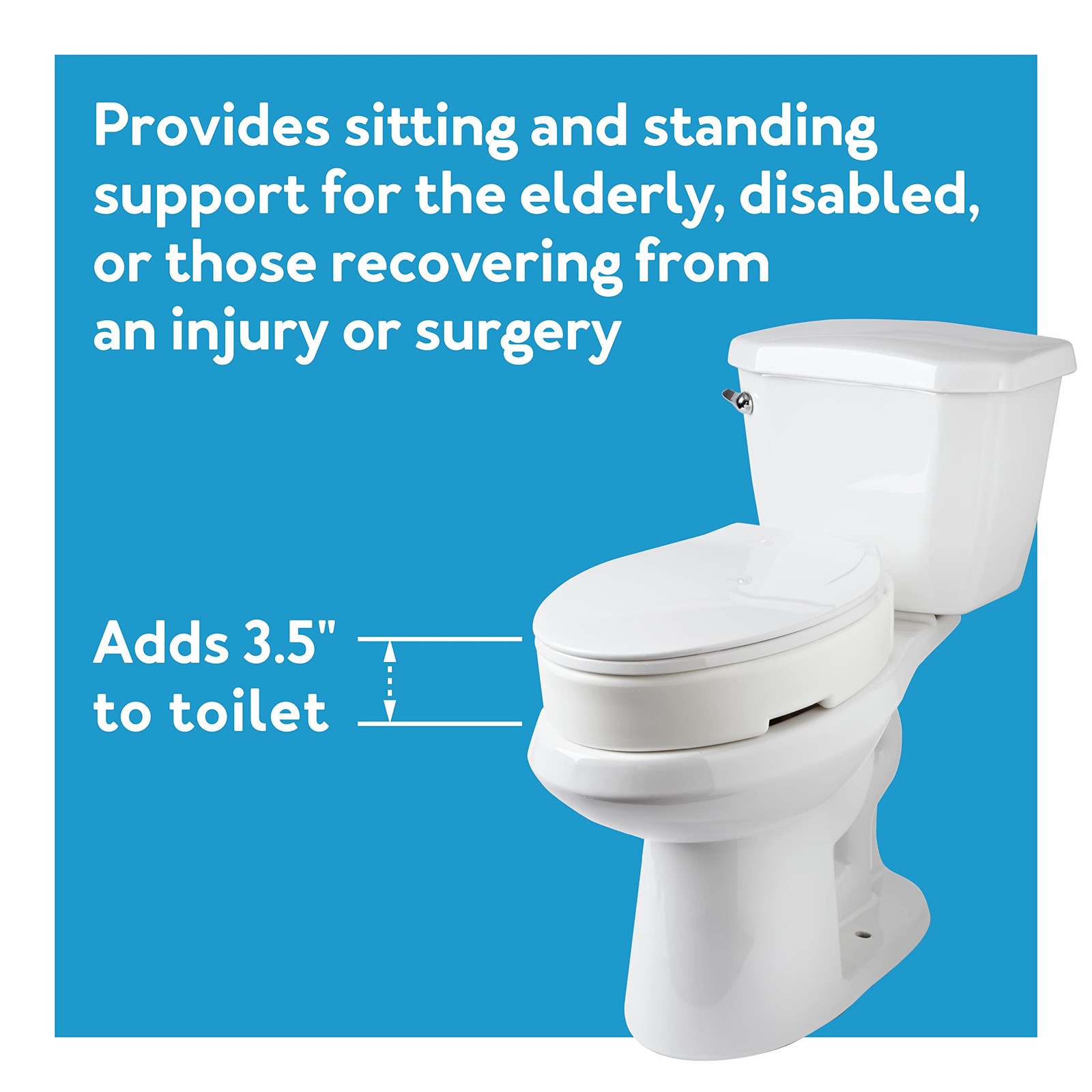 Carex Health Brands Hinged Elongated Toilet Seat Riser Adds 3.5 Inches Of