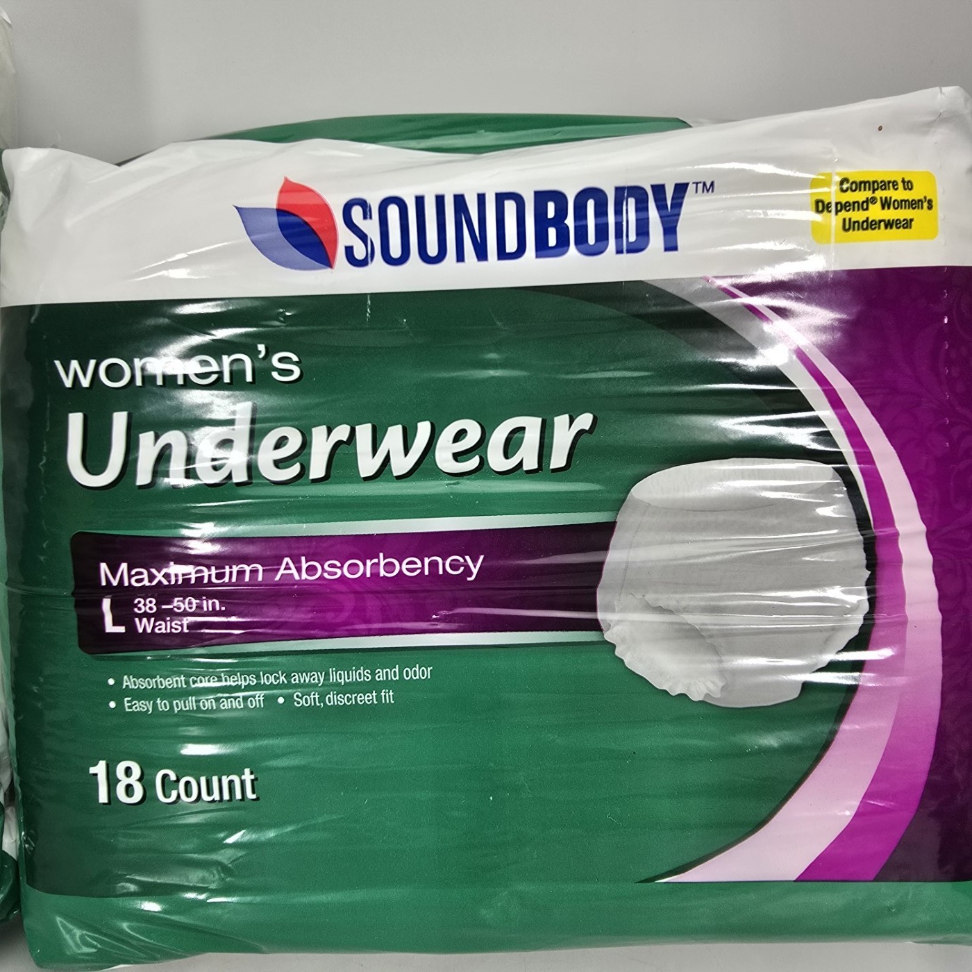Soundbody 2 Womens Large Underwear 38 – 50″ Waist Two 18 Count Absorbency Sealed