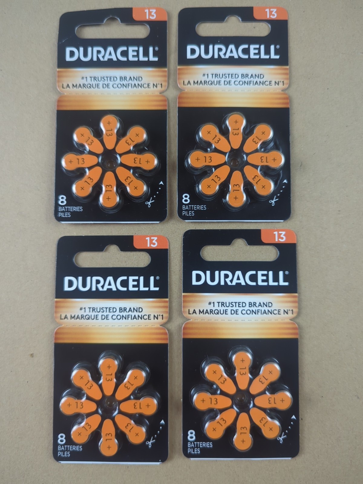 Duracell Hearing Aid Batteries Orange Size 13 32 Count Long-Lasting Exp. 9-2029