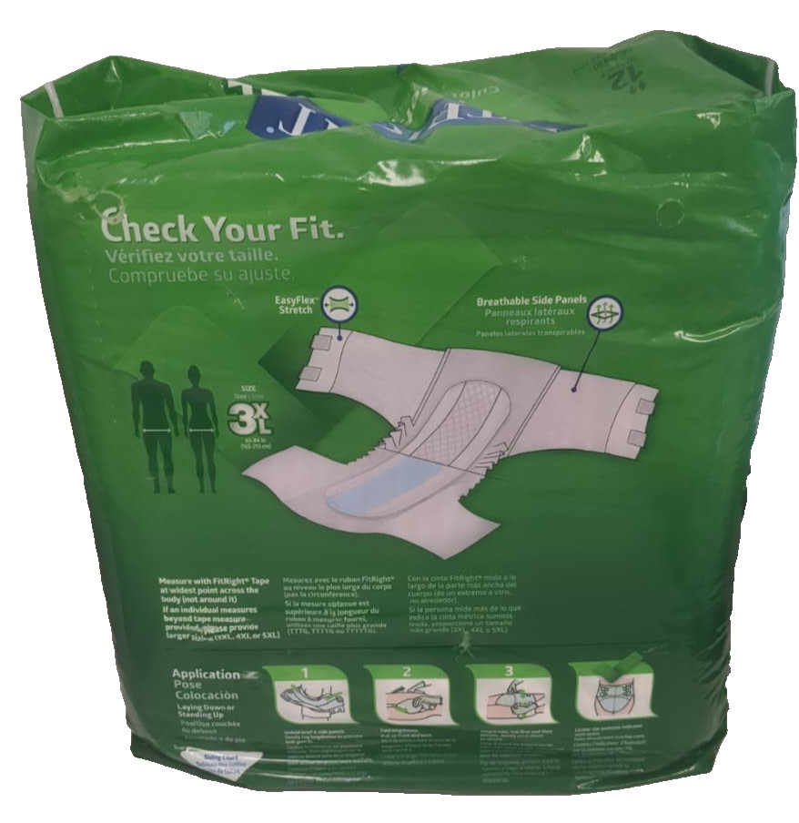 Medline FitRight Ultra 3XL 12 Pk Adult Briefs Breathable Easy Flex Moisture Wick