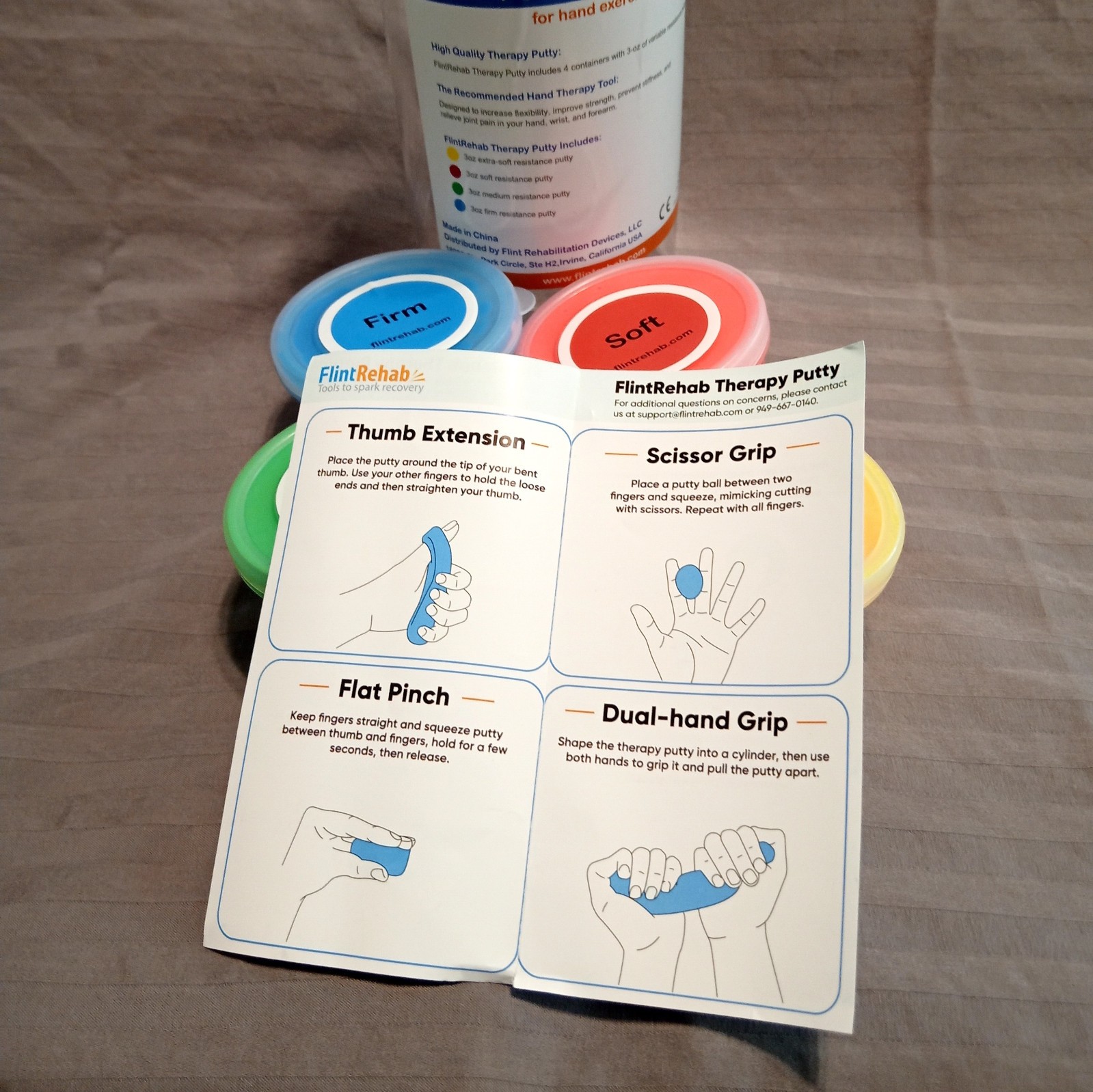 FlintRehab Therapy Putty for Hand Strengthening & Stress Relief – 4 Pack 3oz Ea.